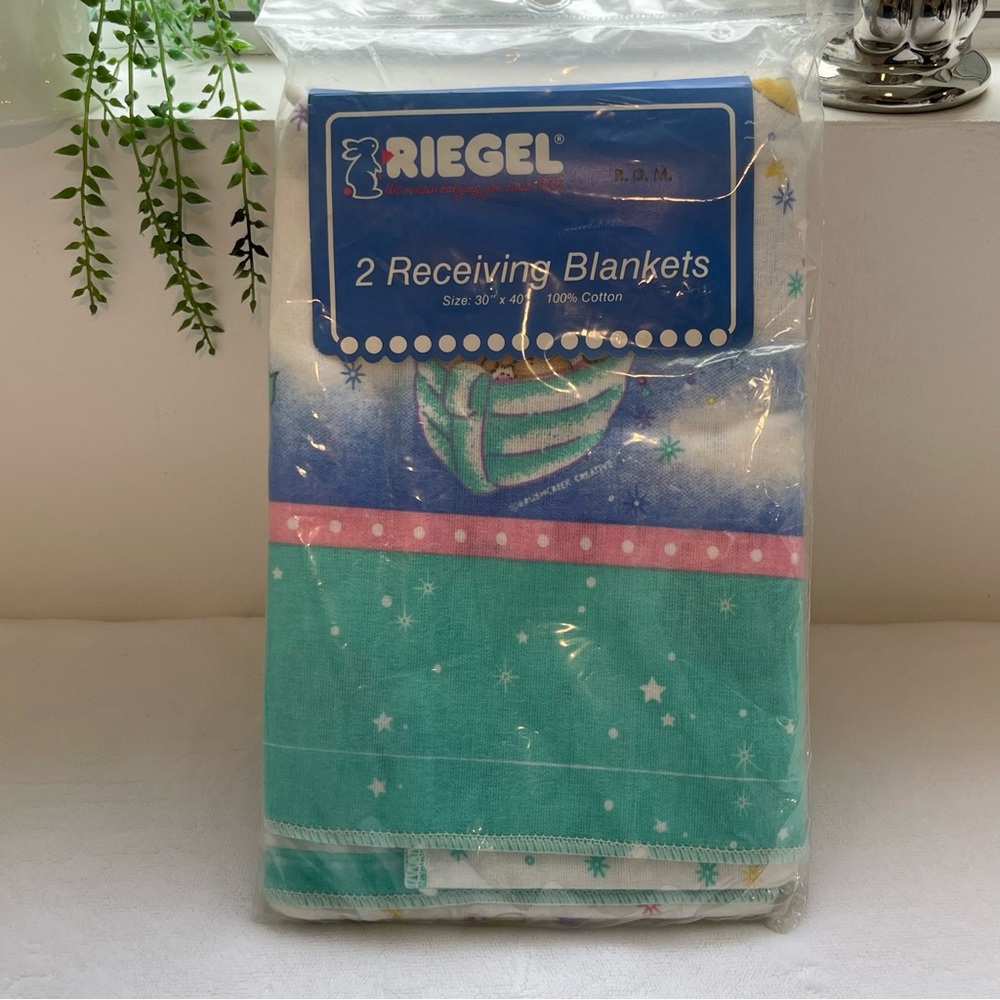 NWT Vintage Riegel Baby Receiving Blankets Teddy Bears Lamb Bunny USA